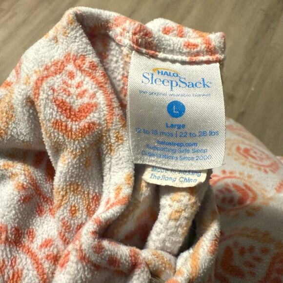 2 Halo SleepSack Wearable Blanket Swaddles Large 12-18 Mo White Orange Pattern - Picture 4 of 7